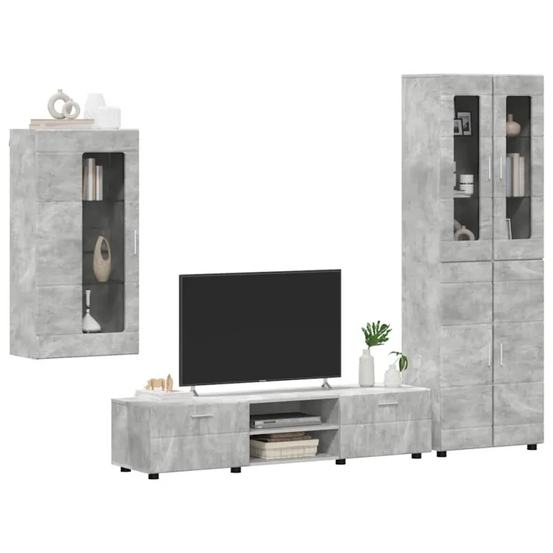 TV spintelių komplektas su stalčių FLORIN 3 pcs Betono pilka
