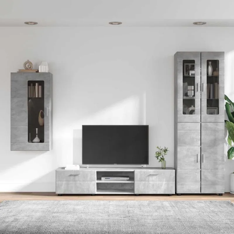 TV spintelių komplektas su stalčių FLORIN 3 pcs Betono pilka