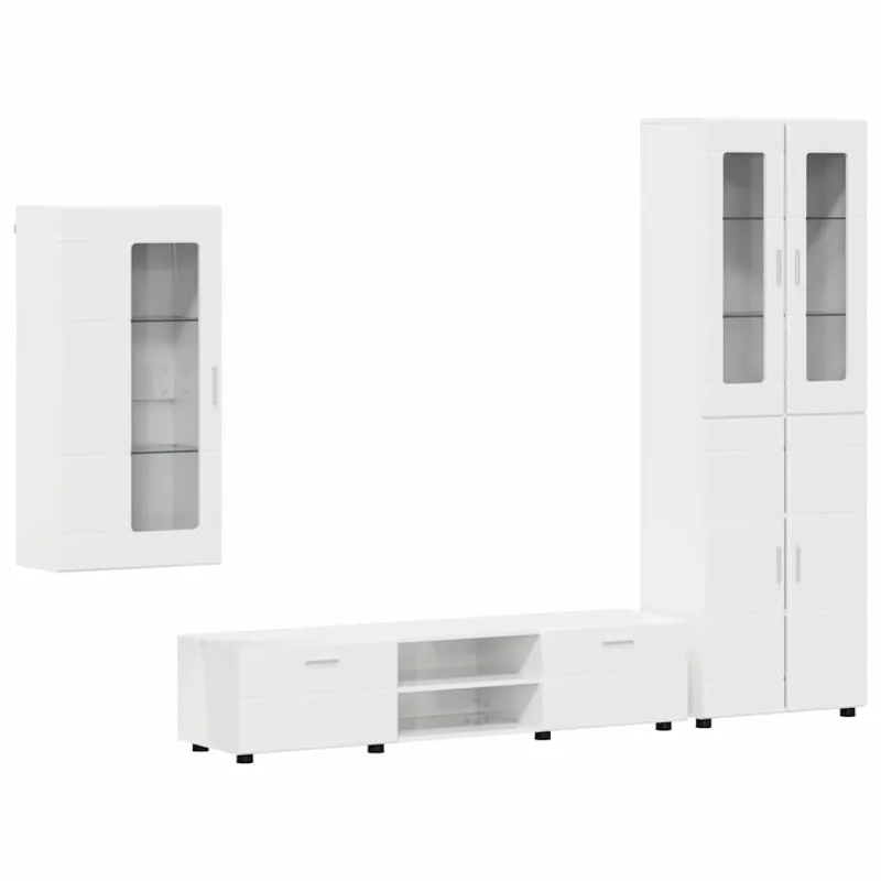 TV spintelių komplektas FLORIN 3 pcs Aukštai blizganti balta