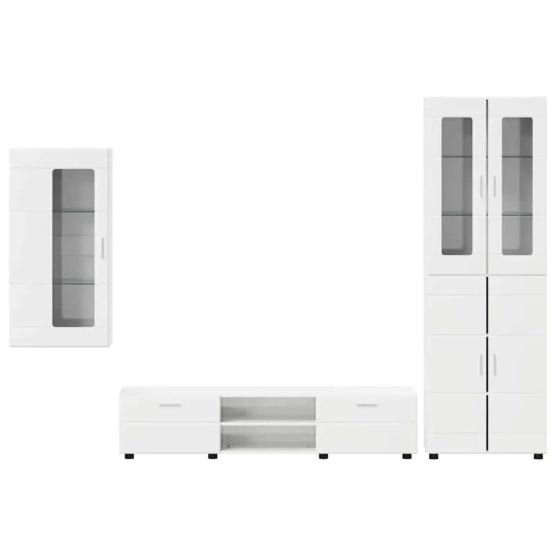 TV spintelių komplektas FLORIN 3 pcs Aukštai blizganti balta