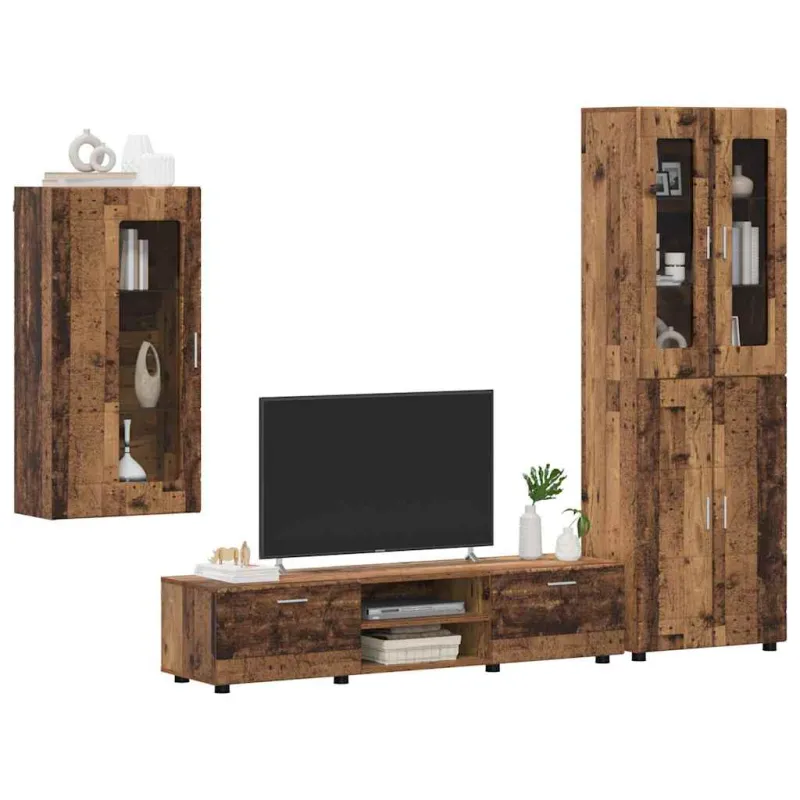TV spintelių komplektas su stalčių FLORIN 3 pcs Senas medis