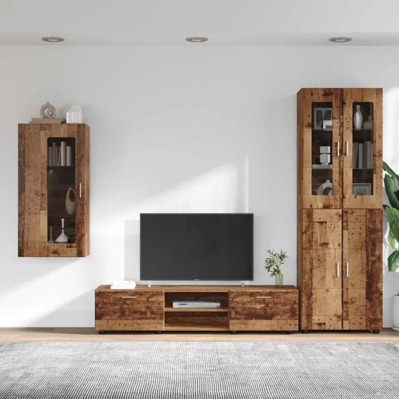 TV spintelių komplektas su stalčių FLORIN 3 pcs Senas medis