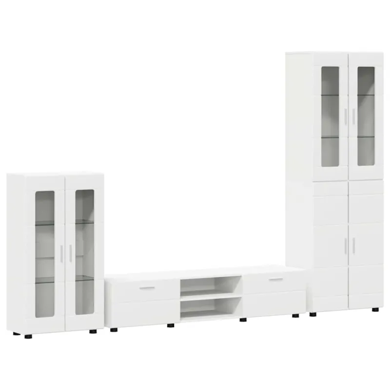 TV spintelių komplektas FLORIN 3 pcs Balta Apdirbta mediena