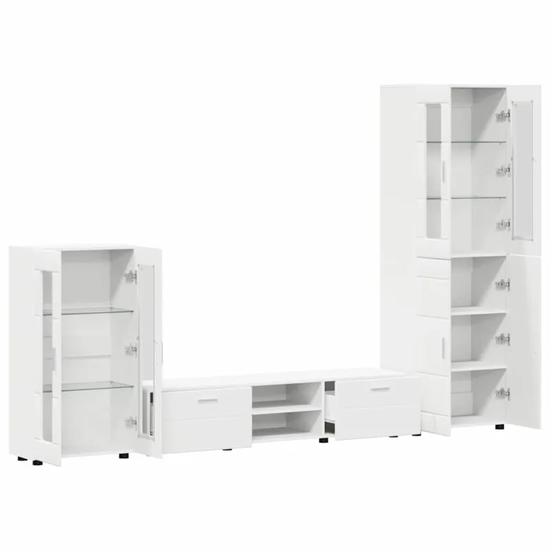 TV spintelių komplektas FLORIN 3 pcs Balta Apdirbta mediena