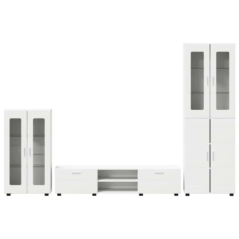 TV spintelių komplektas FLORIN 3 pcs Balta Apdirbta mediena