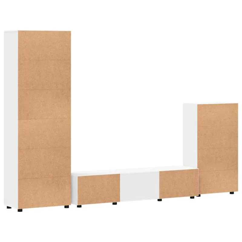 TV spintelių komplektas FLORIN 3 pcs Balta Apdirbta mediena