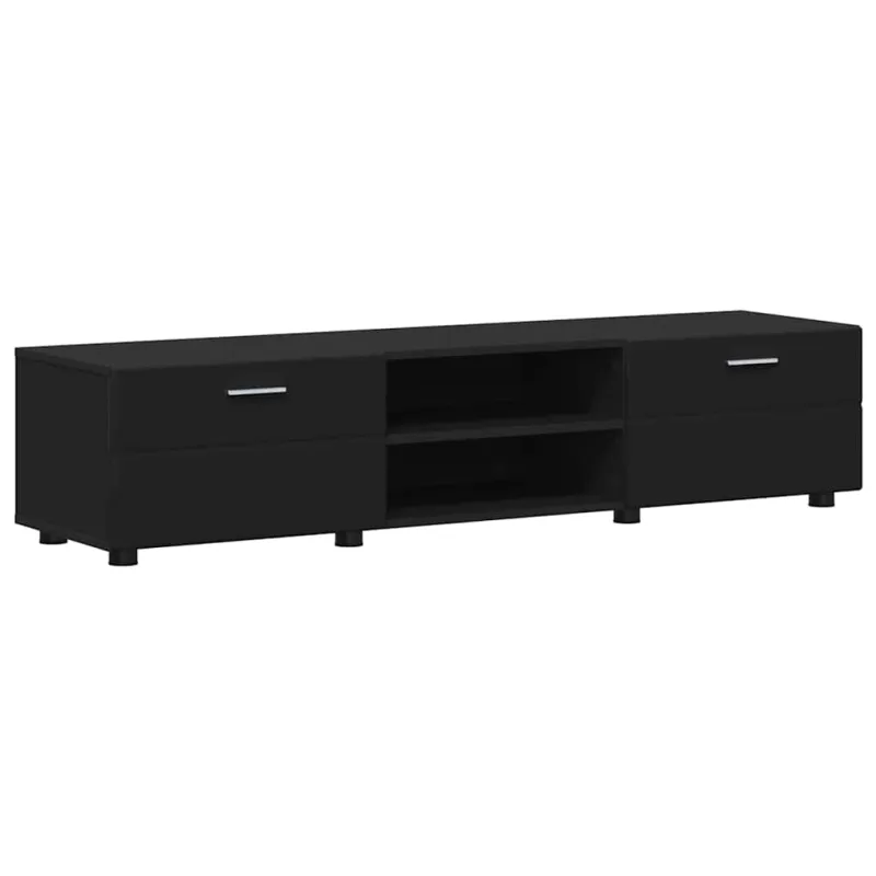 TV spintelių komplektas FLORIN 3 pcs Juoda Apdirbta mediena