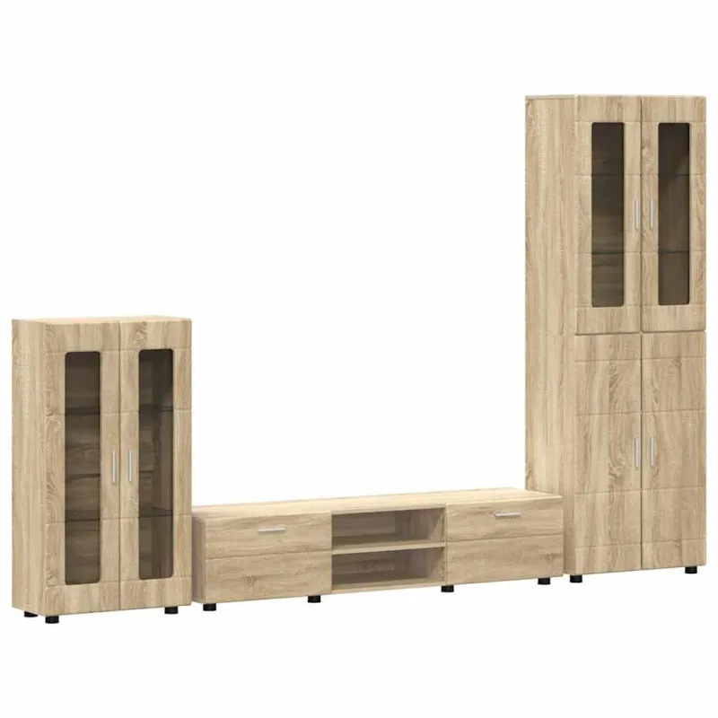 TV spintelių komplektas su stalčių FLORIN 3 pcs Sonoma ąžuolas
