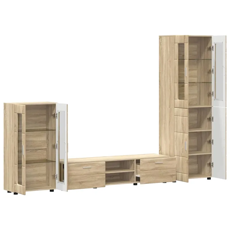 TV spintelių komplektas su stalčių FLORIN 3 pcs Sonoma ąžuolas