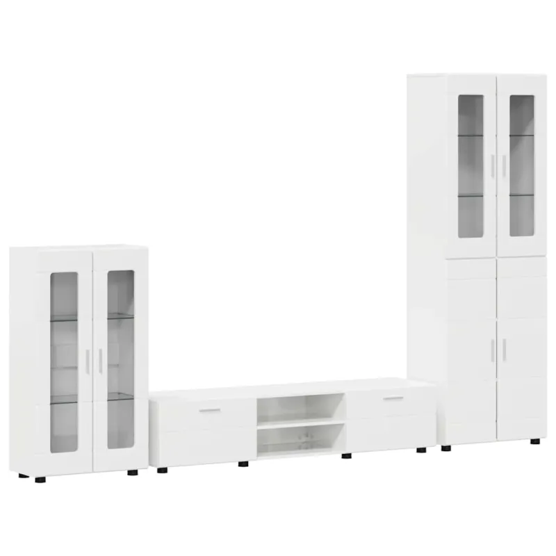 TV spintelių komplektas FLORIN 3 pcs Aukštai blizganti balta