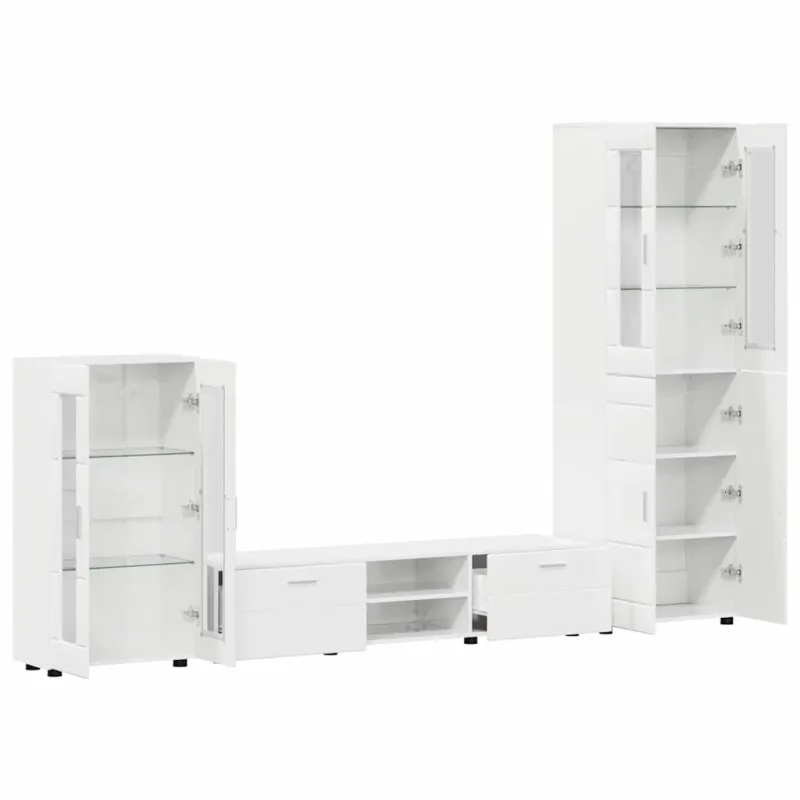 TV spintelių komplektas FLORIN 3 pcs Aukštai blizganti balta