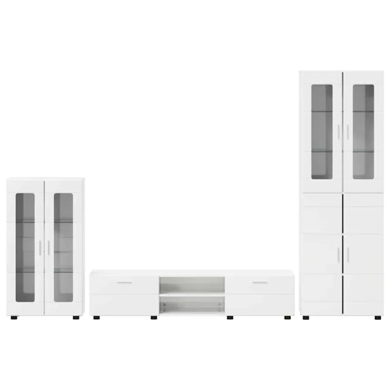 TV spintelių komplektas FLORIN 3 pcs Aukštai blizganti balta
