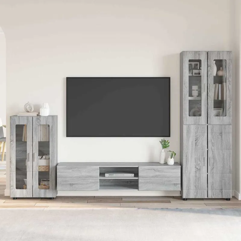 TV spintelių komplektas su stalčių FLORIN 3 pcs Pilkas Sonoma