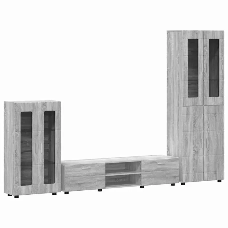 TV spintelių komplektas su stalčių FLORIN 3 pcs Pilkas Sonoma