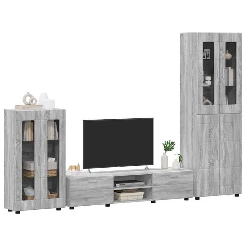 TV spintelių komplektas su stalčių FLORIN 3 pcs Pilkas Sonoma