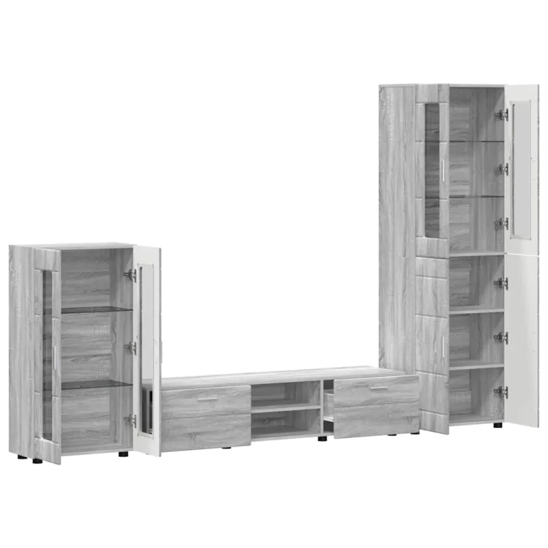 TV spintelių komplektas su stalčių FLORIN 3 pcs Pilkas Sonoma