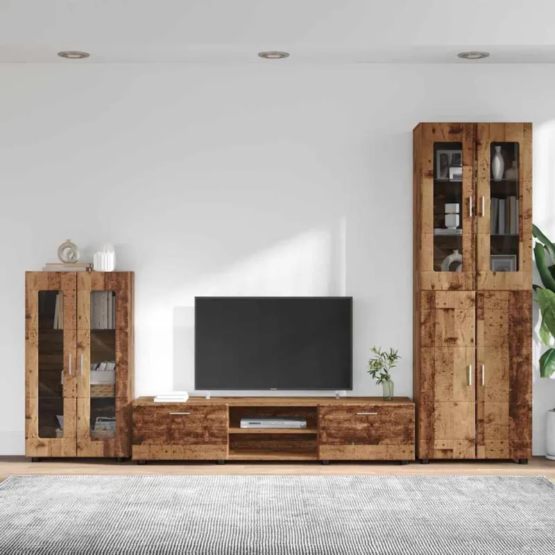 TV spintelių komplektas su stalčių FLORIN 3 pcs Senas medis