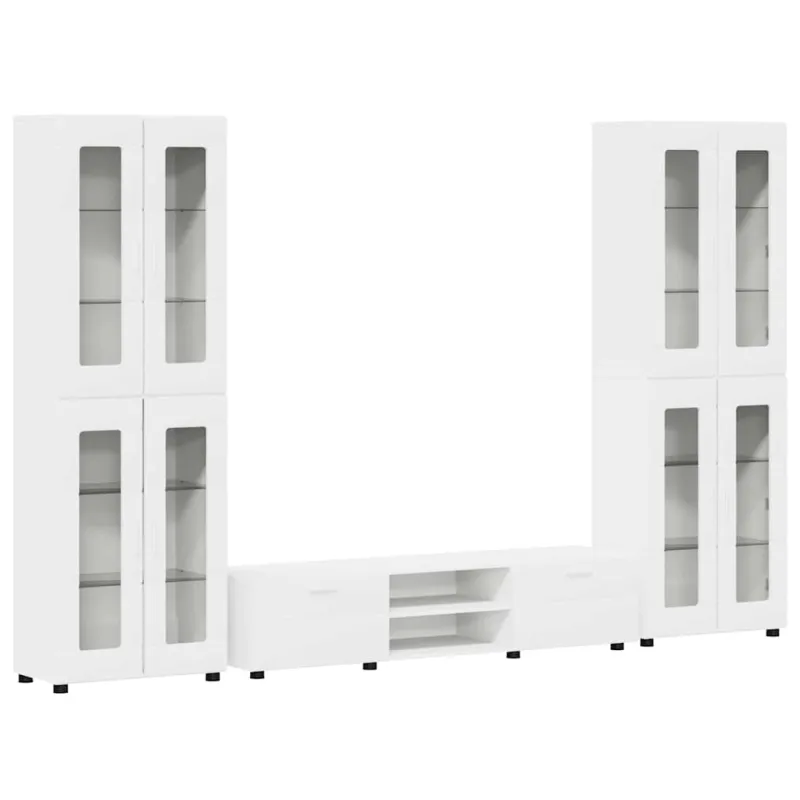 TV spintelių komplektas FLORIN 3 pcs Balta Apdirbta mediena