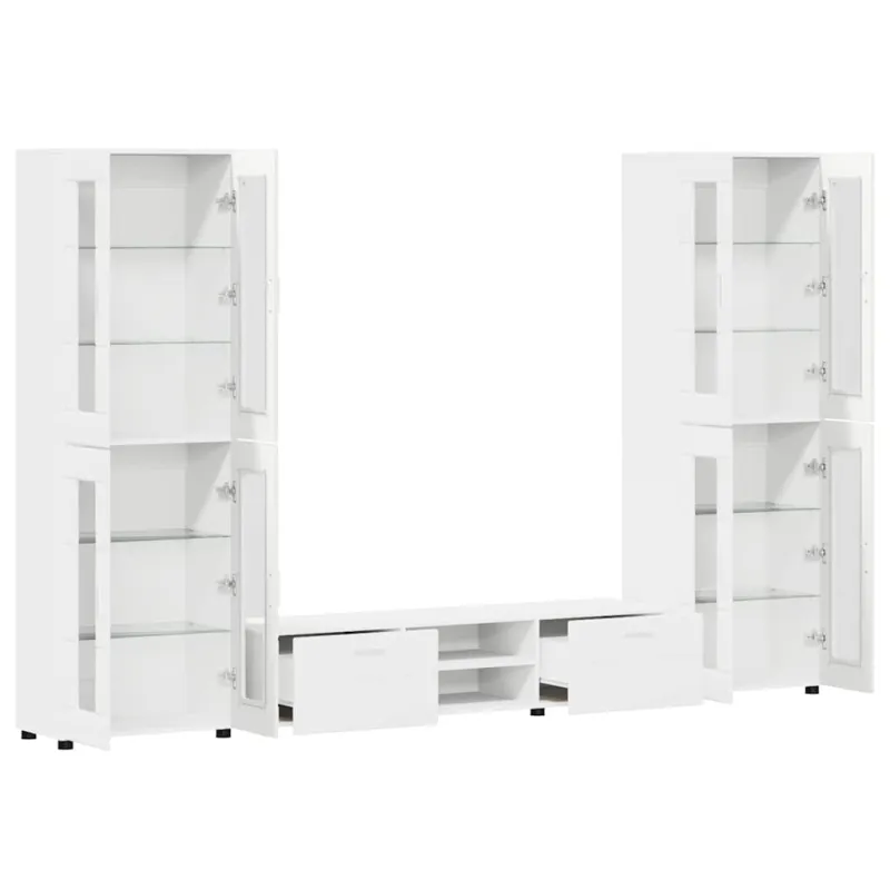 TV spintelių komplektas FLORIN 3 pcs Balta Apdirbta mediena