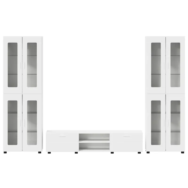 TV spintelių komplektas FLORIN 3 pcs Balta Apdirbta mediena