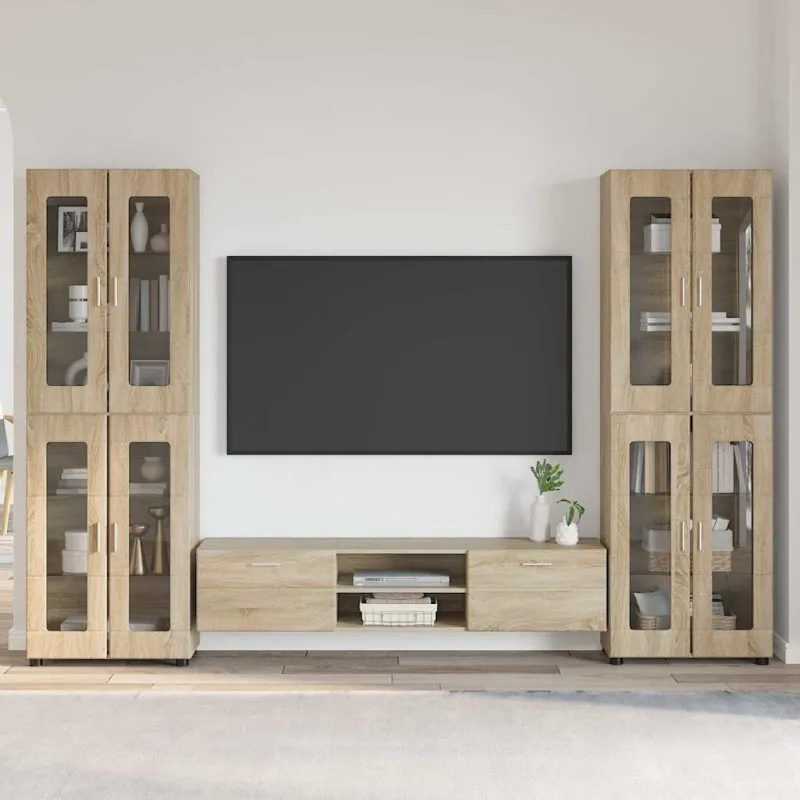 TV spintelių komplektas su stalčių FLORIN 3 pcs Sonoma ąžuolas
