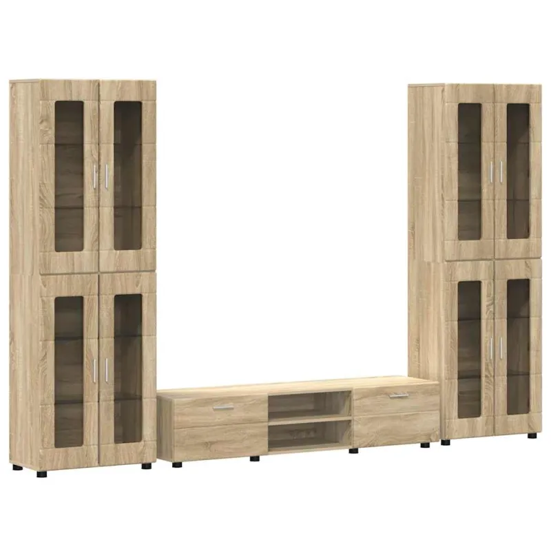 TV spintelių komplektas su stalčių FLORIN 3 pcs Sonoma ąžuolas