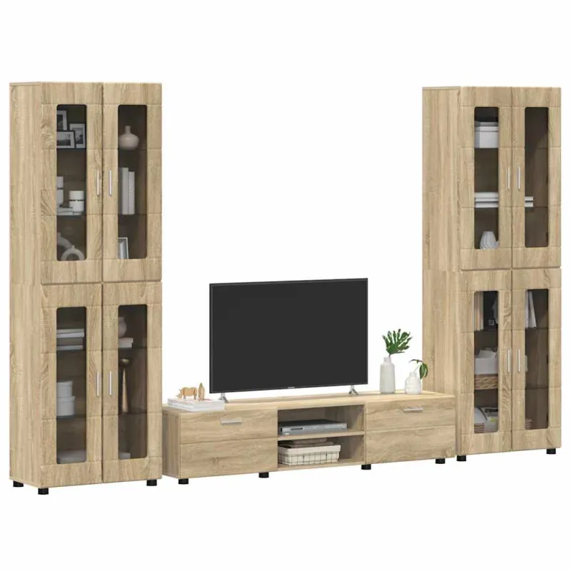 TV spintelių komplektas su stalčių FLORIN 3 pcs Sonoma ąžuolas