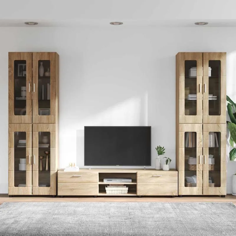 TV spintelių komplektas su stalčių FLORIN 3 pcs Sonoma ąžuolas
