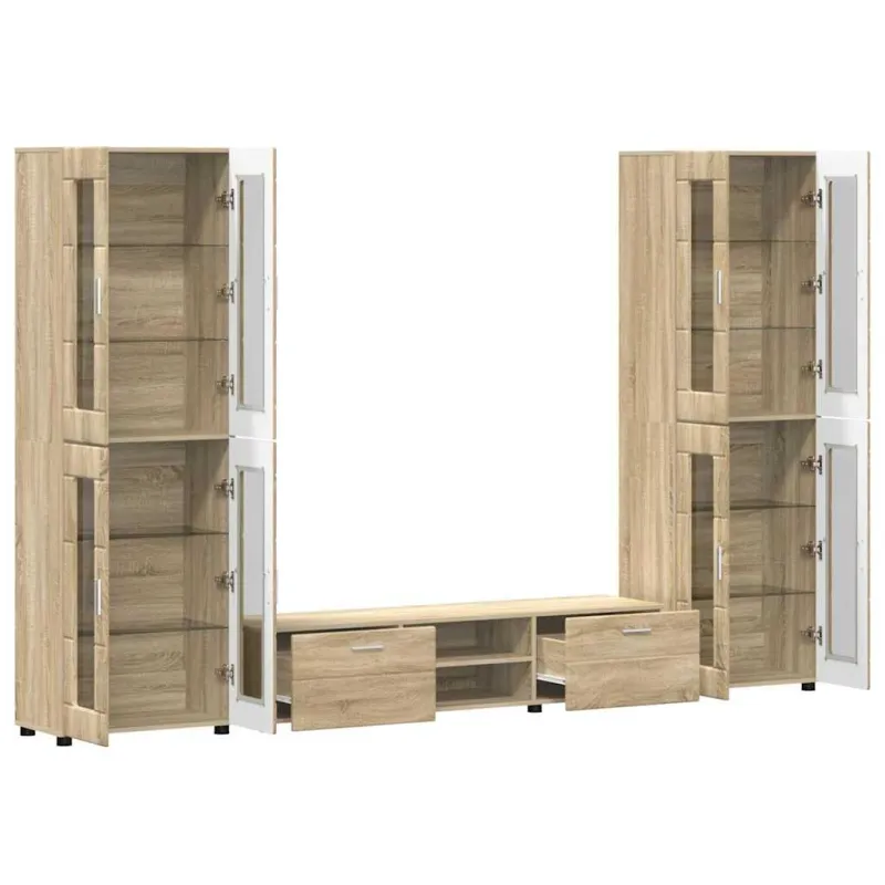 TV spintelių komplektas su stalčių FLORIN 3 pcs Sonoma ąžuolas