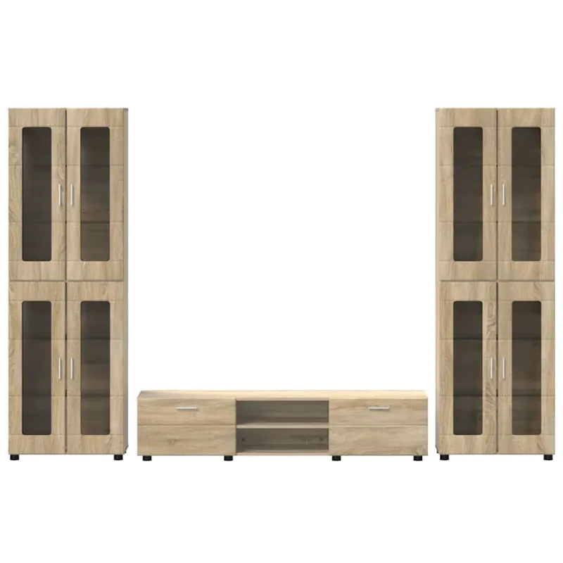 TV spintelių komplektas su stalčių FLORIN 3 pcs Sonoma ąžuolas