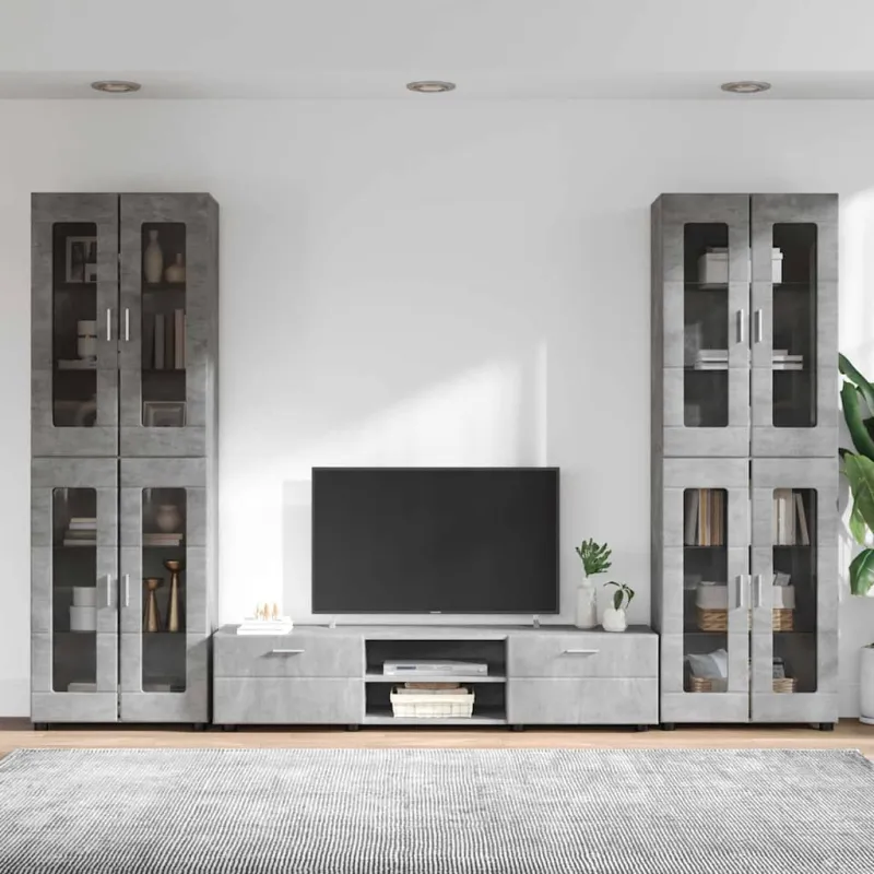 TV spintelių komplektas su stalčių FLORIN 3 pcs Betono pilka