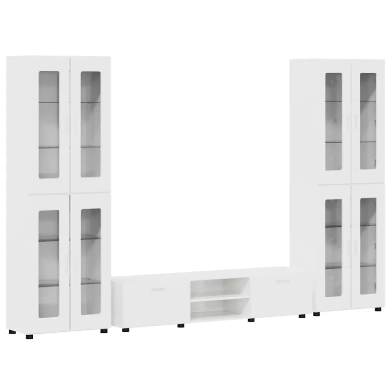 TV spintelių komplektas FLORIN 3 pcs Aukštai blizganti balta