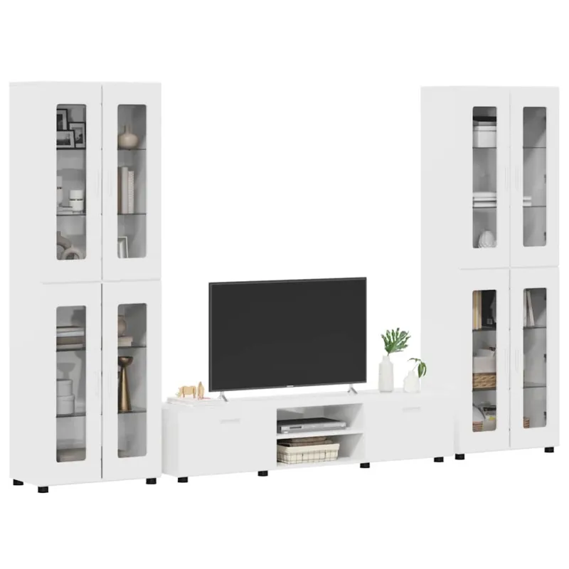 TV spintelių komplektas FLORIN 3 pcs Aukštai blizganti balta