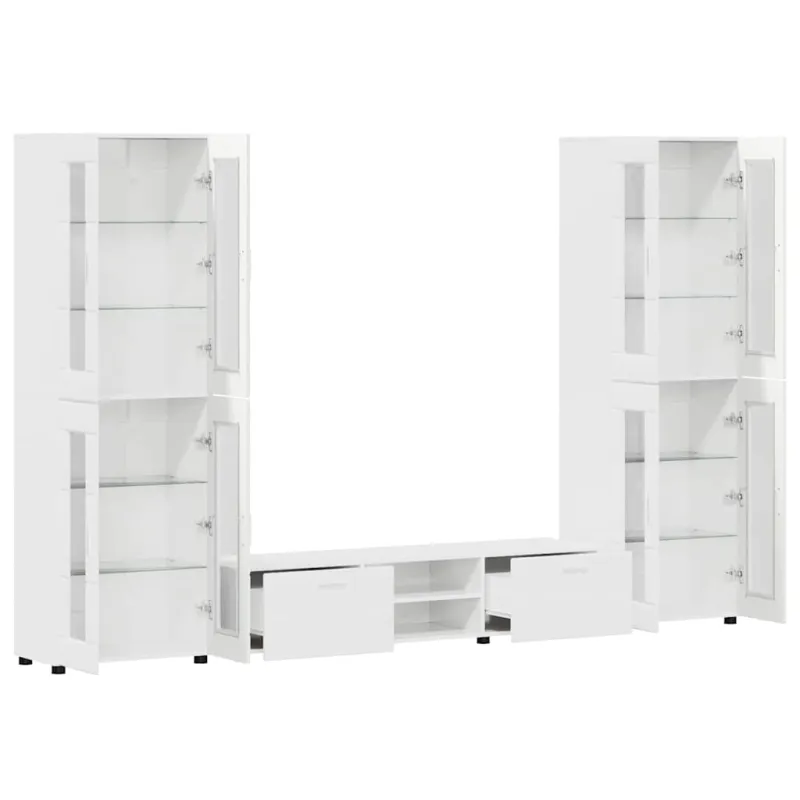 TV spintelių komplektas FLORIN 3 pcs Aukštai blizganti balta