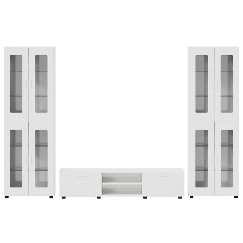 TV spintelių komplektas FLORIN 3 pcs Aukštai blizganti balta