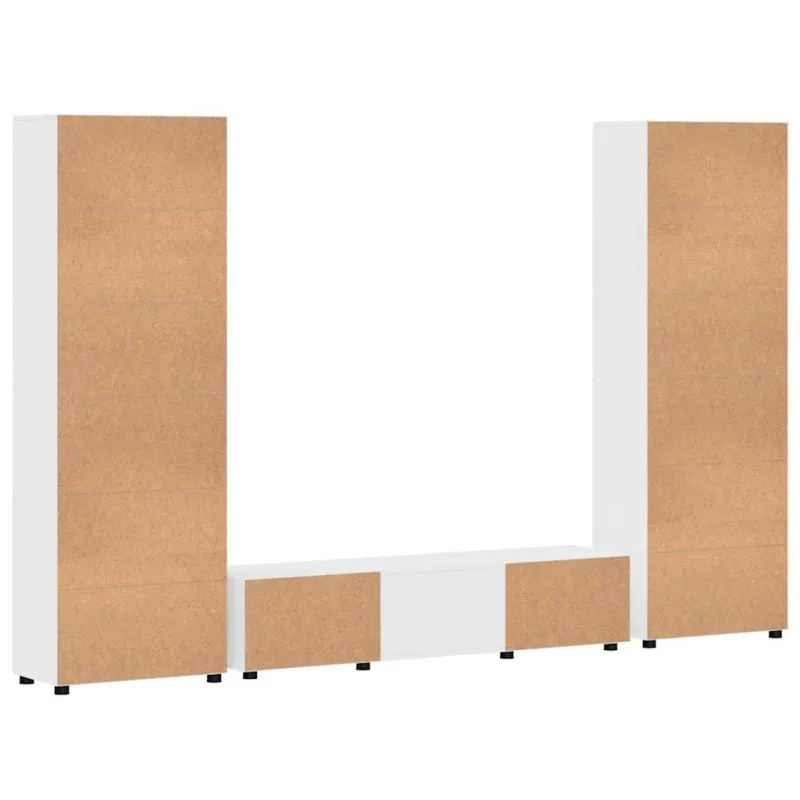 TV spintelių komplektas FLORIN 3 pcs Aukštai blizganti balta