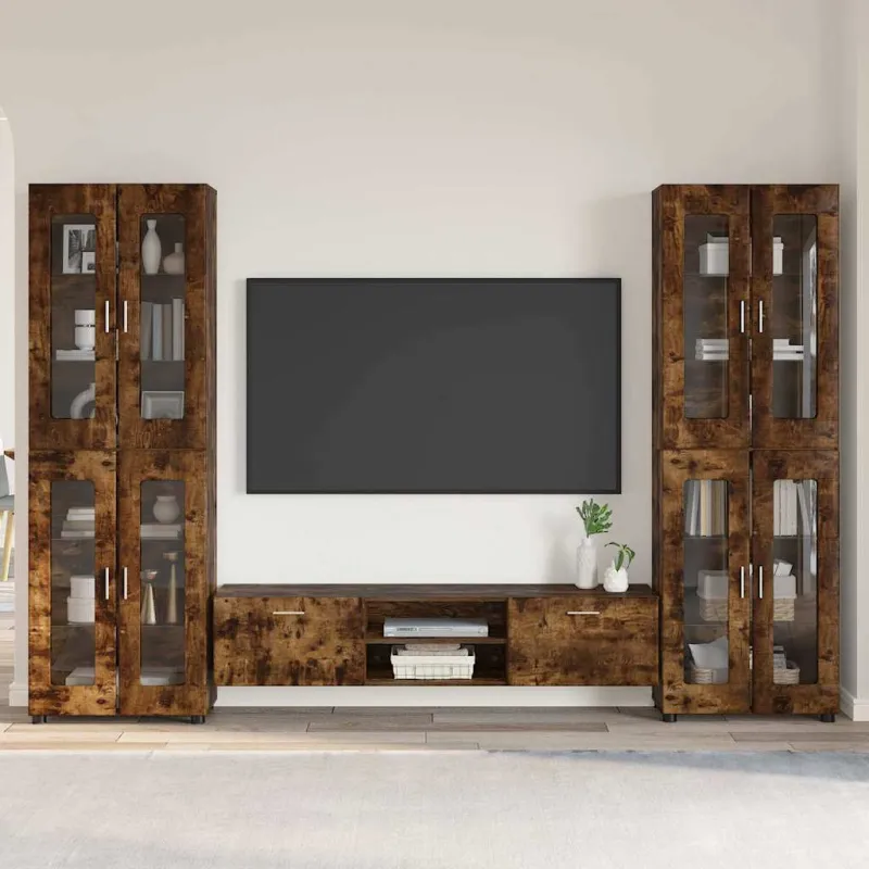 TV spintelių komplektas su stalčių FLORIN 3 pcs Rūkyta ąžuolas