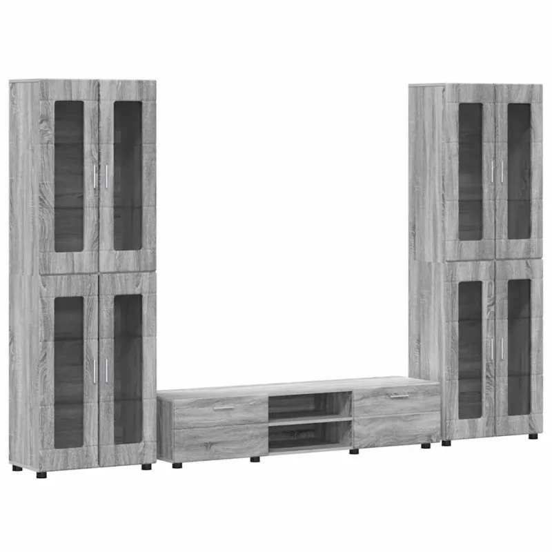 TV spintelių komplektas su stalčių FLORIN 3 pcs Pilkas Sonoma