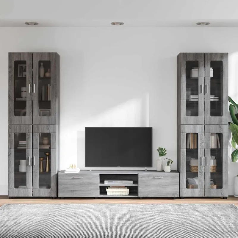 TV spintelių komplektas su stalčių FLORIN 3 pcs Pilkas Sonoma
