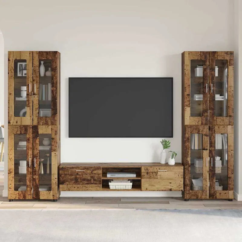 TV spintelių komplektas su stalčių FLORIN 3 pcs Senas medis