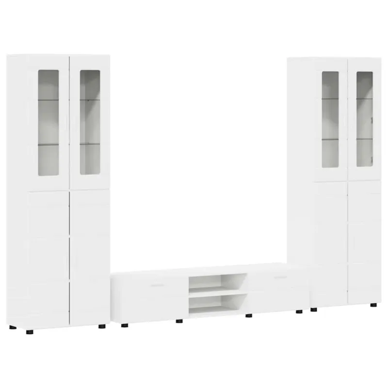 TV spintelių komplektas FLORIN 3 pcs Balta Apdirbta mediena