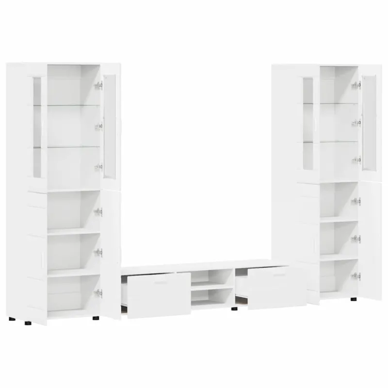 TV spintelių komplektas FLORIN 3 pcs Balta Apdirbta mediena
