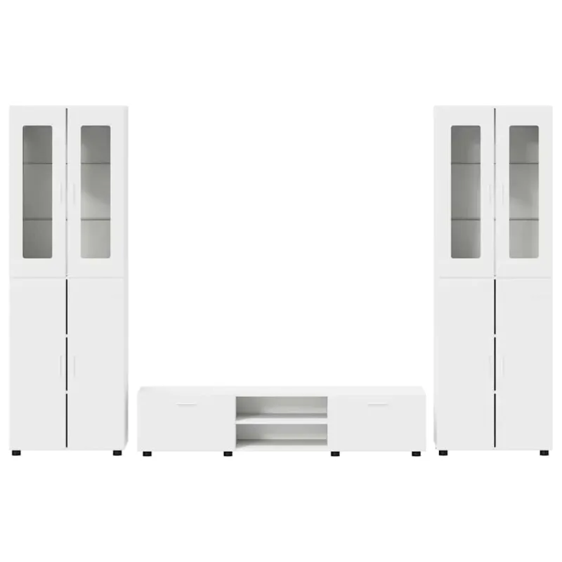 TV spintelių komplektas FLORIN 3 pcs Balta Apdirbta mediena