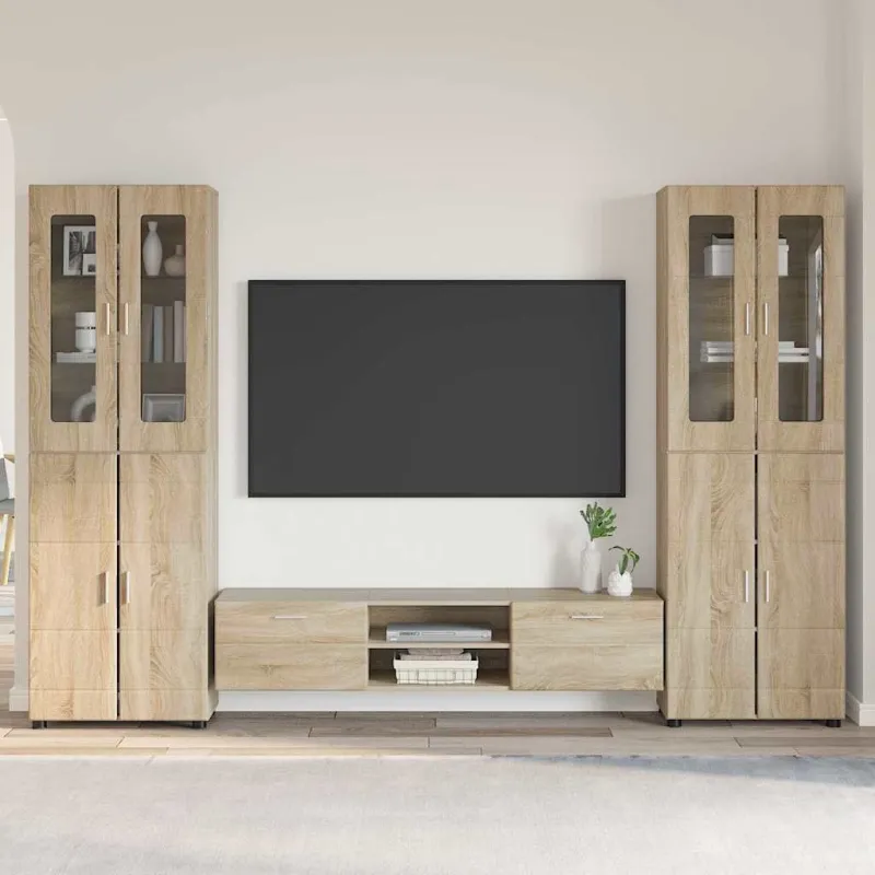 TV spintelių komplektas su stalčių FLORIN 3 pcs Sonoma ąžuolas