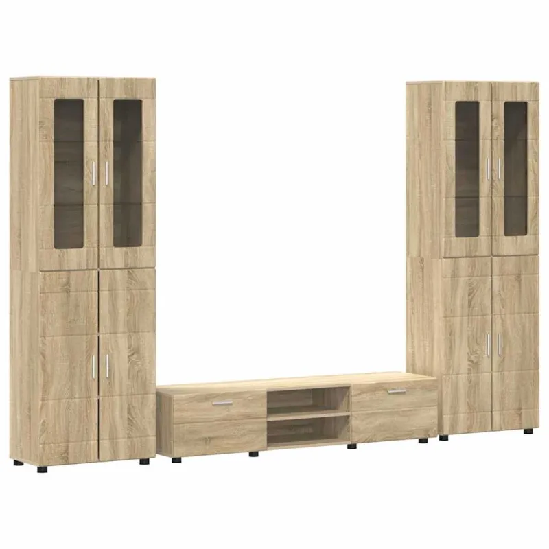 TV spintelių komplektas su stalčių FLORIN 3 pcs Sonoma ąžuolas