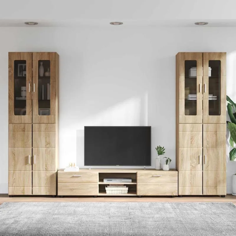 TV spintelių komplektas su stalčių FLORIN 3 pcs Sonoma ąžuolas