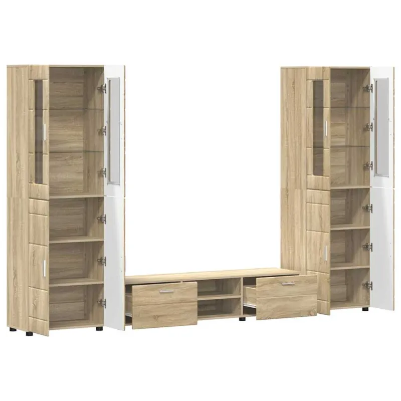 TV spintelių komplektas su stalčių FLORIN 3 pcs Sonoma ąžuolas