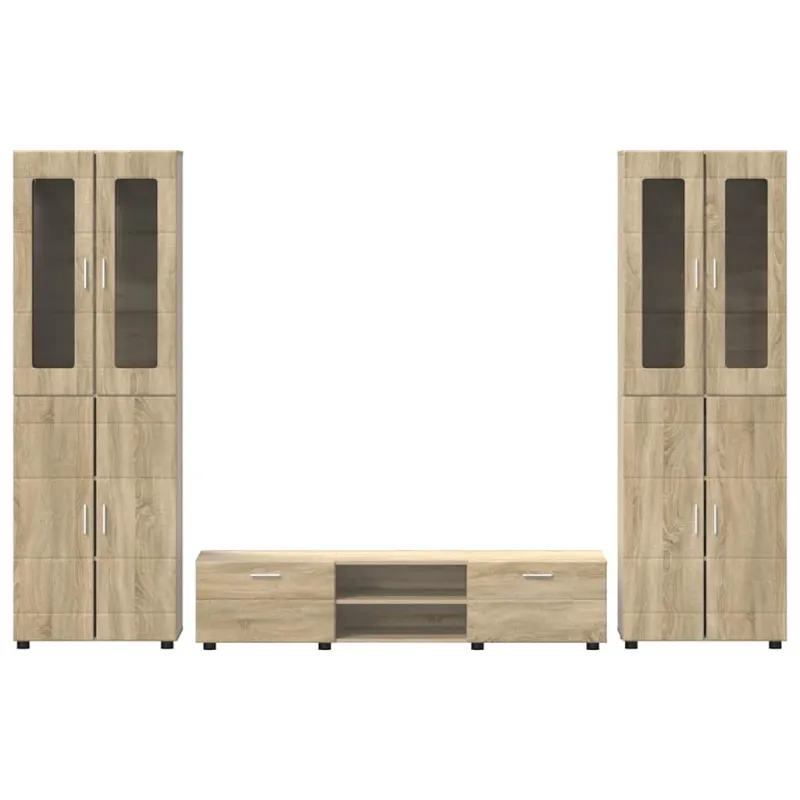 TV spintelių komplektas su stalčių FLORIN 3 pcs Sonoma ąžuolas