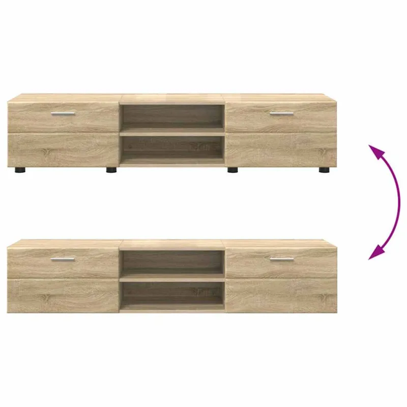 TV spintelių komplektas su stalčių FLORIN 3 pcs Sonoma ąžuolas