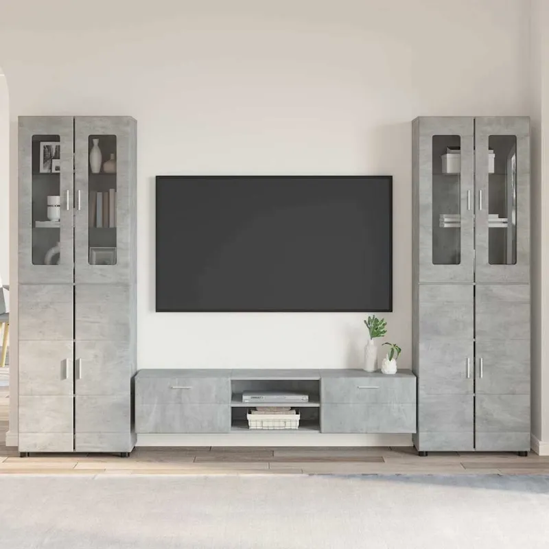 TV spintelių komplektas su stalčių FLORIN 3 pcs Betono pilka